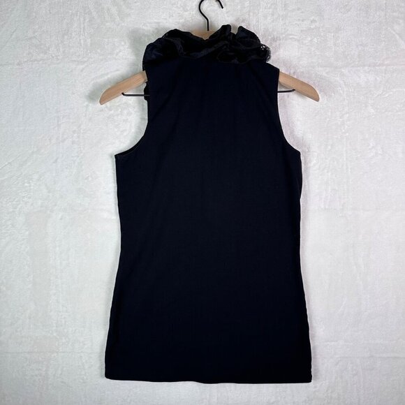 CABI Limited Edition Sleeveless Ruffle Top Black Tafia Lace Whimsygoth Blouse M - Picture 11 of 15